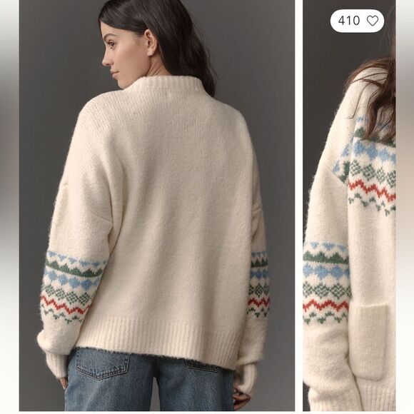 Anthropologie FRNCH Fair Isle Cardigan Sweater NWT - Picture 4 of 10